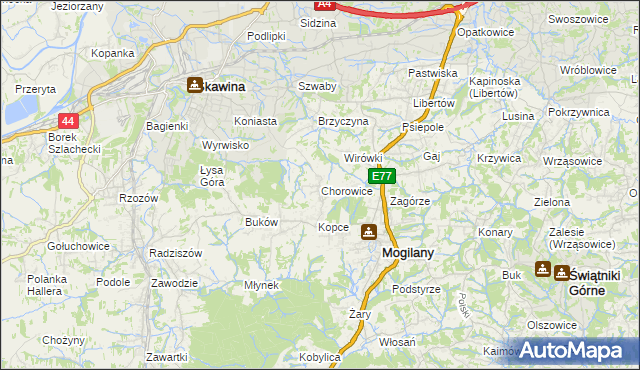 mapa Chorowice, Chorowice na mapie Targeo