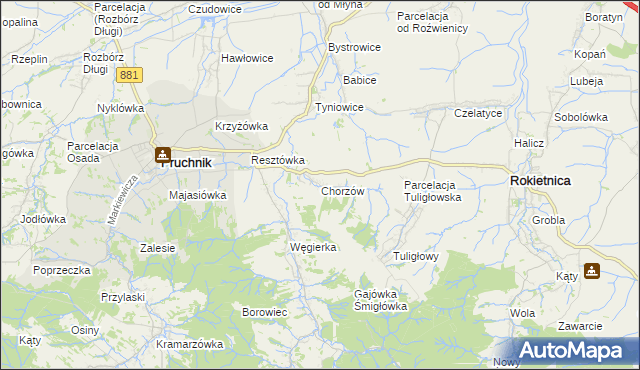 mapa Chorzów gmina Roźwienica, Chorzów gmina Roźwienica na mapie Targeo