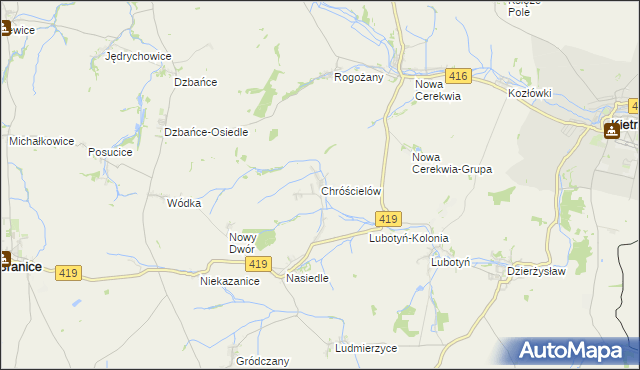 mapa Chróścielów, Chróścielów na mapie Targeo