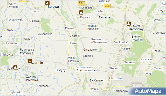 mapa Chrząstów gmina Mielec, Chrząstów gmina Mielec na mapie Targeo