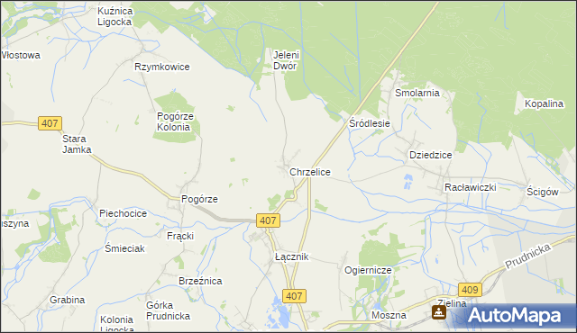 mapa Chrzelice, Chrzelice na mapie Targeo