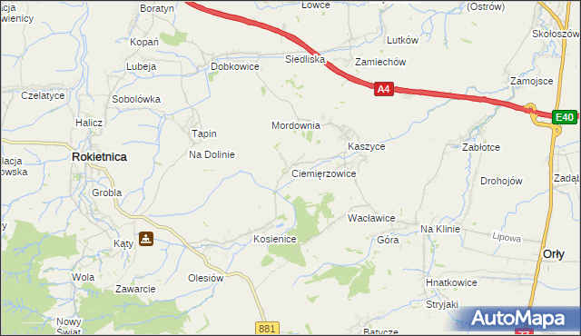 mapa Ciemięrzowice, Ciemięrzowice na mapie Targeo