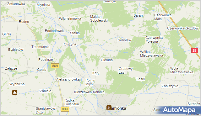 mapa Ciemno gmina Kamionka, Ciemno gmina Kamionka na mapie Targeo