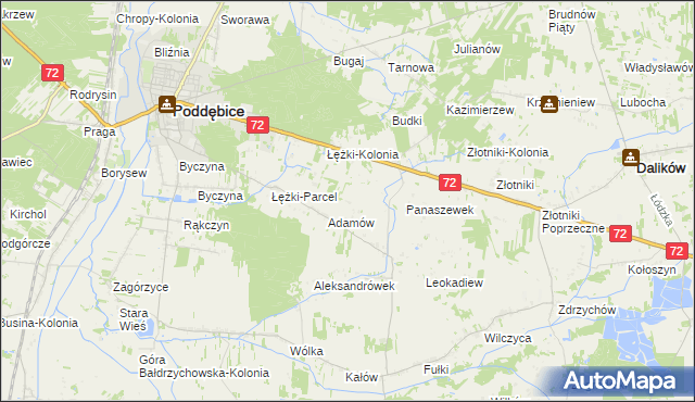 mapa Ciężków gmina Poddębice, Ciężków gmina Poddębice na mapie Targeo