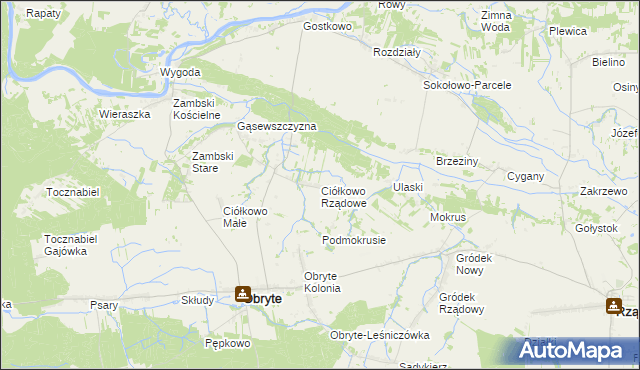 mapa Ciółkowo Rządowe, Ciółkowo Rządowe na mapie Targeo