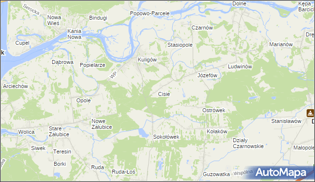 mapa Cisie gmina Dąbrówka, Cisie gmina Dąbrówka na mapie Targeo