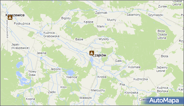 mapa Czajków powiat ostrzeszowski, Czajków powiat ostrzeszowski na mapie Targeo