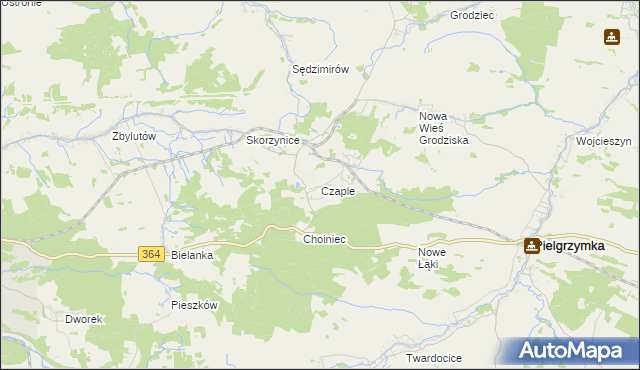 mapa Czaple gmina Pielgrzymka, Czaple gmina Pielgrzymka na mapie Targeo