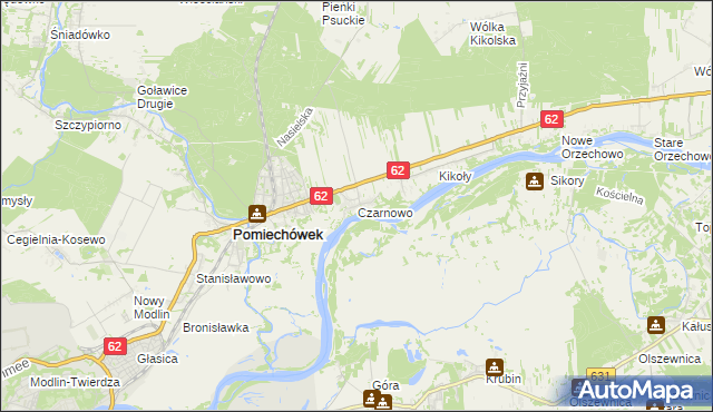 mapa Czarnowo gmina Pomiechówek, Czarnowo gmina Pomiechówek na mapie Targeo