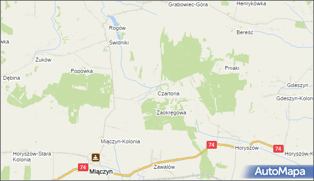 mapa Czartoria gmina Miączyn, Czartoria gmina Miączyn na mapie Targeo