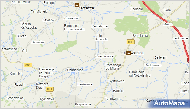 mapa Cząstkowice, Cząstkowice na mapie Targeo