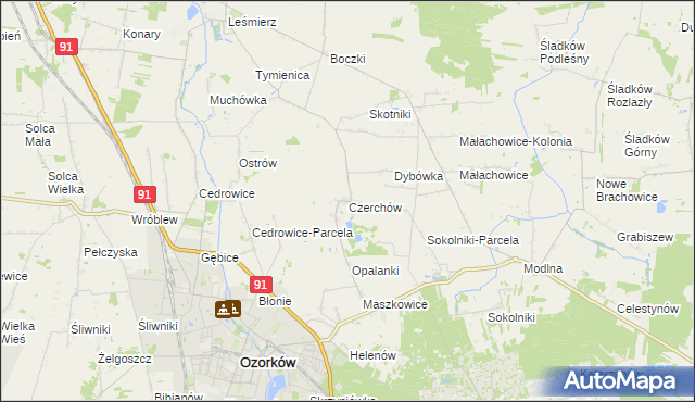 mapa Czerchów, Czerchów na mapie Targeo