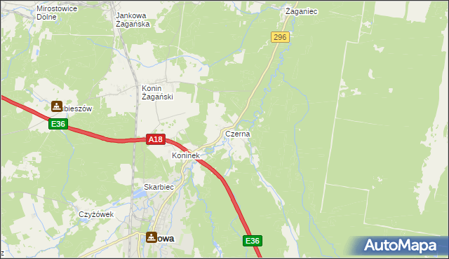 mapa Czerna gmina Iłowa, Czerna gmina Iłowa na mapie Targeo