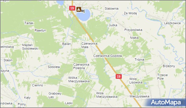 mapa Czerwonka-Gozdów, Czerwonka-Gozdów na mapie Targeo