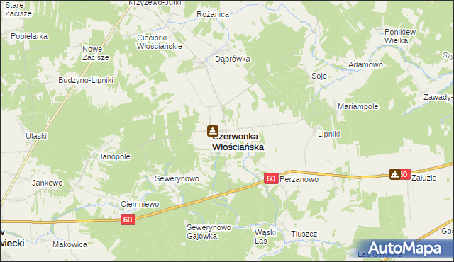 mapa Czerwonka Szlachecka, Czerwonka Szlachecka na mapie Targeo