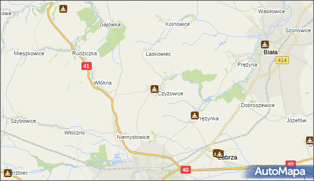 mapa Czyżowice gmina Prudnik, Czyżowice gmina Prudnik na mapie Targeo