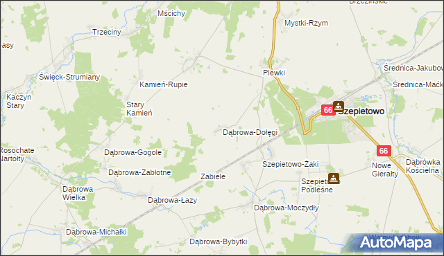 mapa Dąbrowa-Dołęgi, Dąbrowa-Dołęgi na mapie Targeo