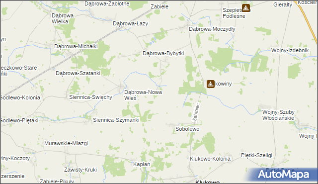 mapa Dąbrowa-Tworki, Dąbrowa-Tworki na mapie Targeo