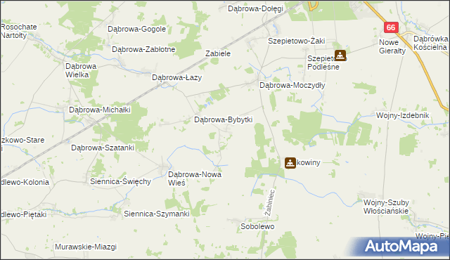 mapa Dąbrowa-Wilki, Dąbrowa-Wilki na mapie Targeo