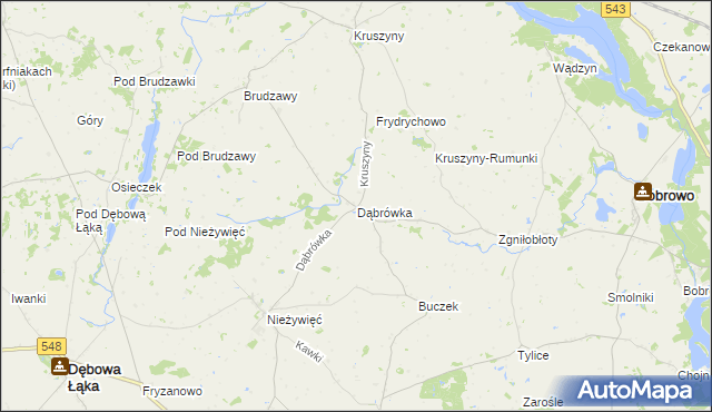 mapa Dąbrówka gmina Bobrowo, Dąbrówka gmina Bobrowo na mapie Targeo
