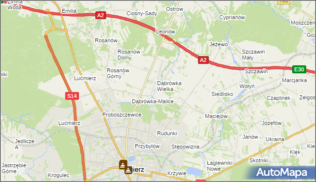 mapa Dąbrówka-Sowice, Dąbrówka-Sowice na mapie Targeo