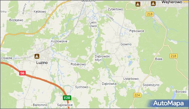 mapa Dąbrowski Młyn, Dąbrowski Młyn na mapie Targeo