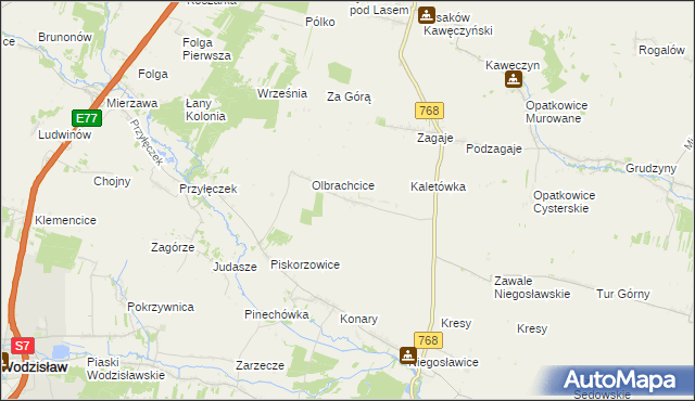 mapa Dębiany gmina Wodzisław, Dębiany gmina Wodzisław na mapie Targeo