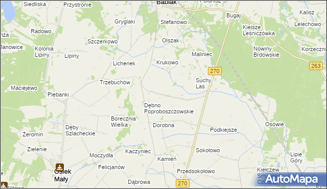 mapa Dębno Królewskie, Dębno Królewskie na mapie Targeo