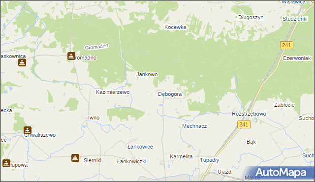 mapa Dębogóra gmina Kcynia, Dębogóra gmina Kcynia na mapie Targeo