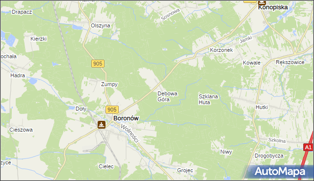 mapa Dębowa Góra gmina Boronów, Dębowa Góra gmina Boronów na mapie Targeo