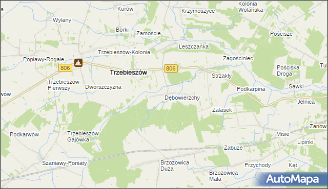 mapa Dębowierzchy, Dębowierzchy na mapie Targeo