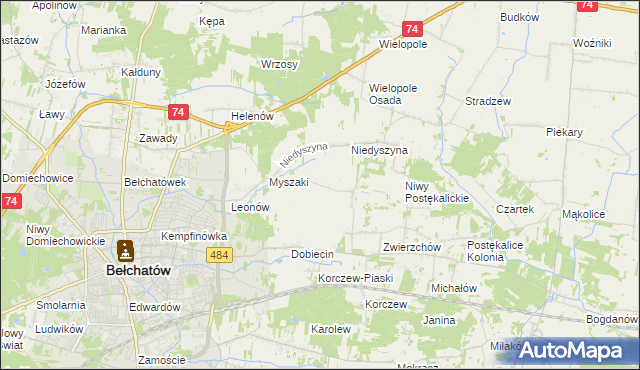 mapa Dobiecin-Kolonia, Dobiecin-Kolonia na mapie Targeo