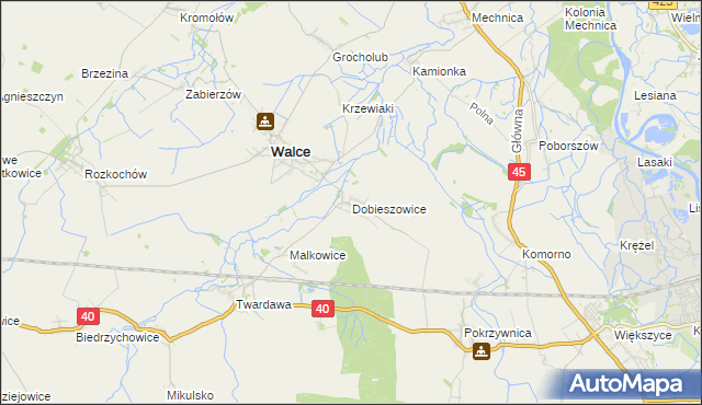 mapa Dobieszowice gmina Walce, Dobieszowice gmina Walce na mapie Targeo