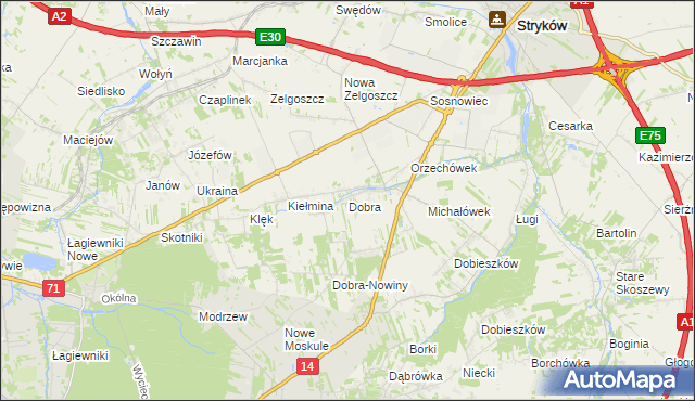 mapa Dobra gmina Stryków, Dobra gmina Stryków na mapie Targeo