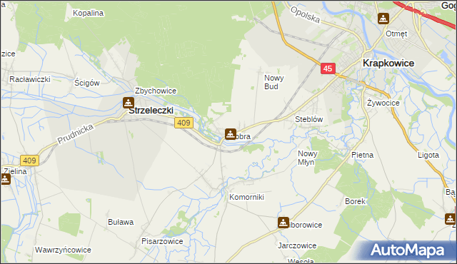 mapa Dobra gmina Strzeleczki, Dobra gmina Strzeleczki na mapie Targeo