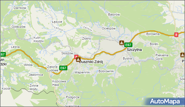 mapa Dolina gmina Szczytna, Dolina gmina Szczytna na mapie Targeo