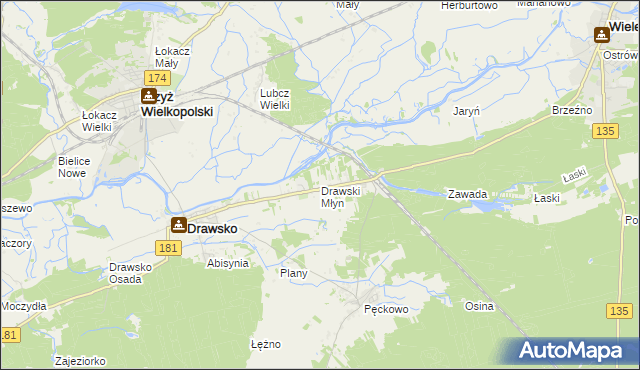 mapa Drawski Młyn, Drawski Młyn na mapie Targeo