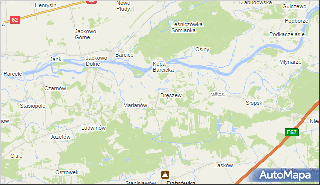 mapa Dręszew, Dręszew na mapie Targeo