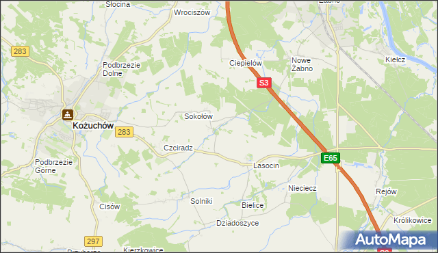 mapa Drwalewice gmina Kożuchów, Drwalewice gmina Kożuchów na mapie Targeo