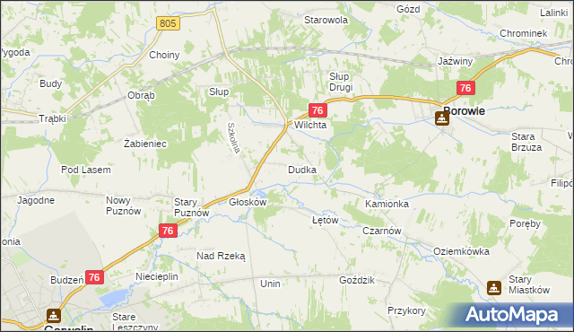mapa Dudka gmina Borowie, Dudka gmina Borowie na mapie Targeo