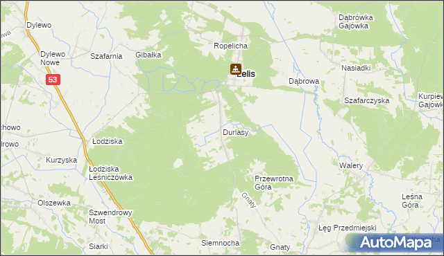 mapa Durlasy, Durlasy na mapie Targeo