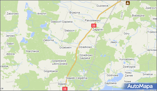 mapa Dziadkowo gmina Cieszków, Dziadkowo gmina Cieszków na mapie Targeo
