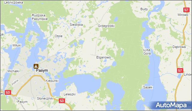 mapa Elganowo, Elganowo na mapie Targeo