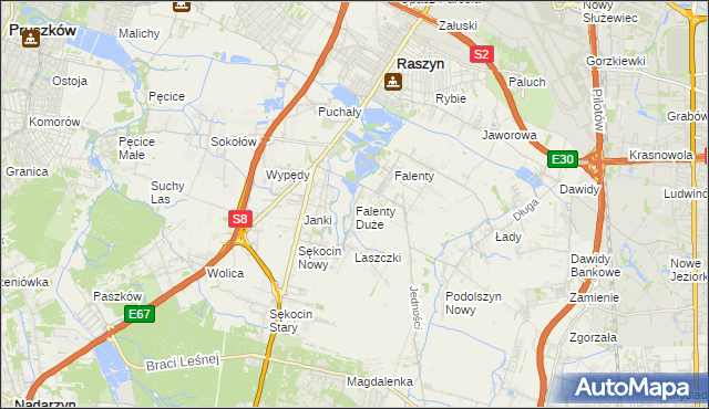 mapa Falenty Duże, Falenty Duże na mapie Targeo