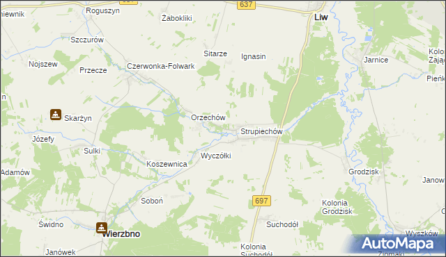 mapa Filipy gmina Wierzbno, Filipy gmina Wierzbno na mapie Targeo