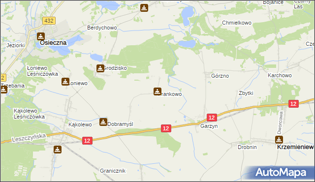 mapa Frankowo gmina Osieczna, Frankowo gmina Osieczna na mapie Targeo