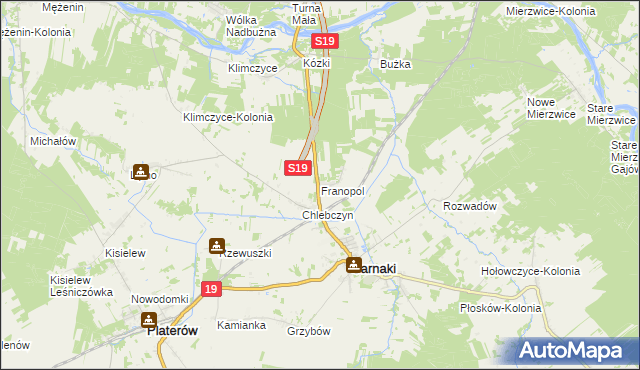 mapa Franopol gmina Sarnaki, Franopol gmina Sarnaki na mapie Targeo