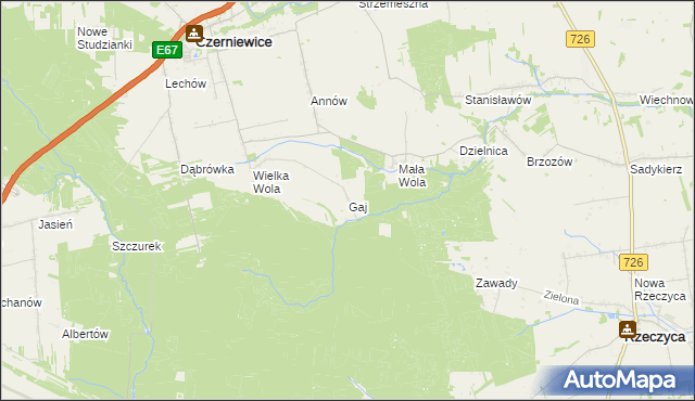 mapa Gaj gmina Czerniewice, Gaj gmina Czerniewice na mapie Targeo