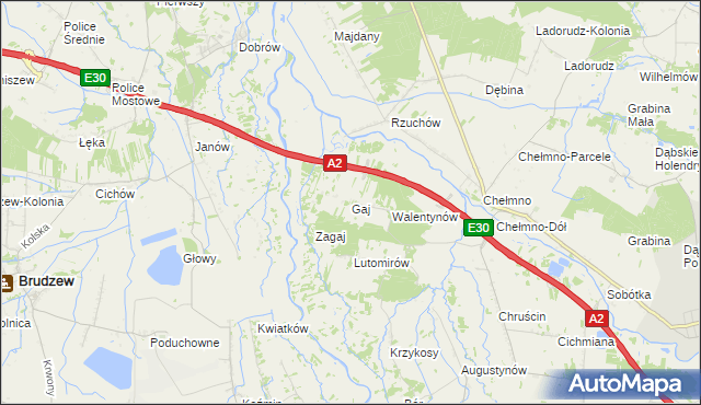 mapa Gaj gmina Dąbie, Gaj gmina Dąbie na mapie Targeo