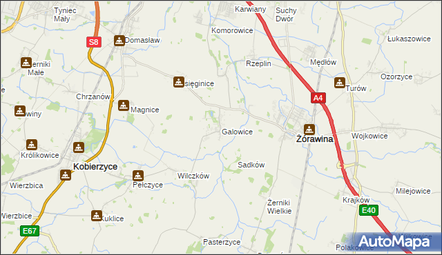 mapa Galowice, Galowice na mapie Targeo